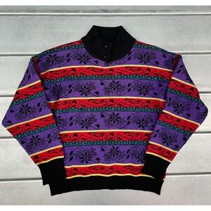 Vintage Demetre Tahoe Sweater Womens‎ Medium Multicolored Wool Mock Neck Floral